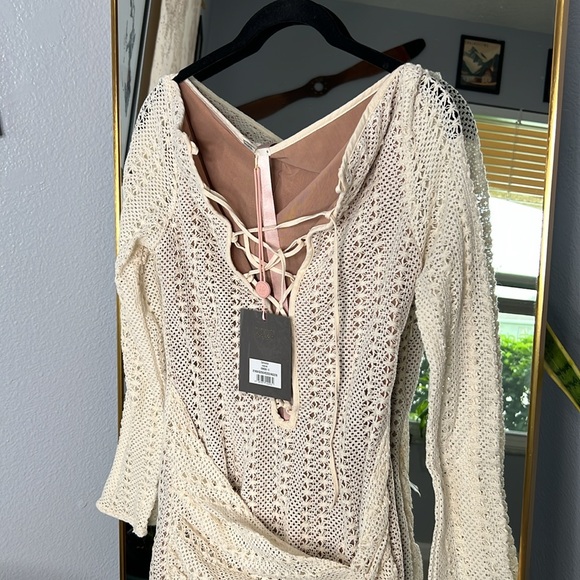 HOUSE OF CB 'Carmelita' Natural Knit Lace Up Dress NWT - Picture 10 of 11